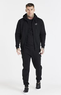 Mikina Siksilk - Zip Through Funnel Neck Hoodie Black