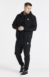 Mikina Siksilk - Zip Through Funnel Neck Hoodie Black