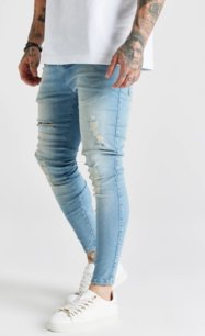 Rifle Siksilk - Distressed Skinny Denim light wash