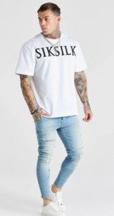 Rifle Siksilk - Distressed Skinny Denim light wash